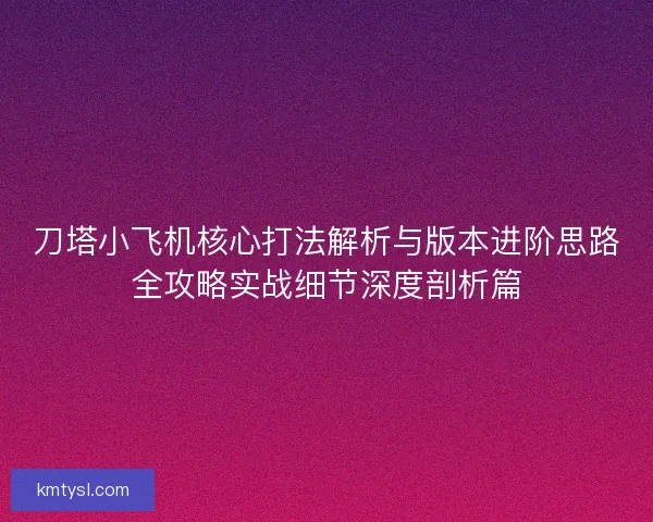 刀塔小飞机核心打法解析与版本进阶思路全攻略实战细节深度剖析篇